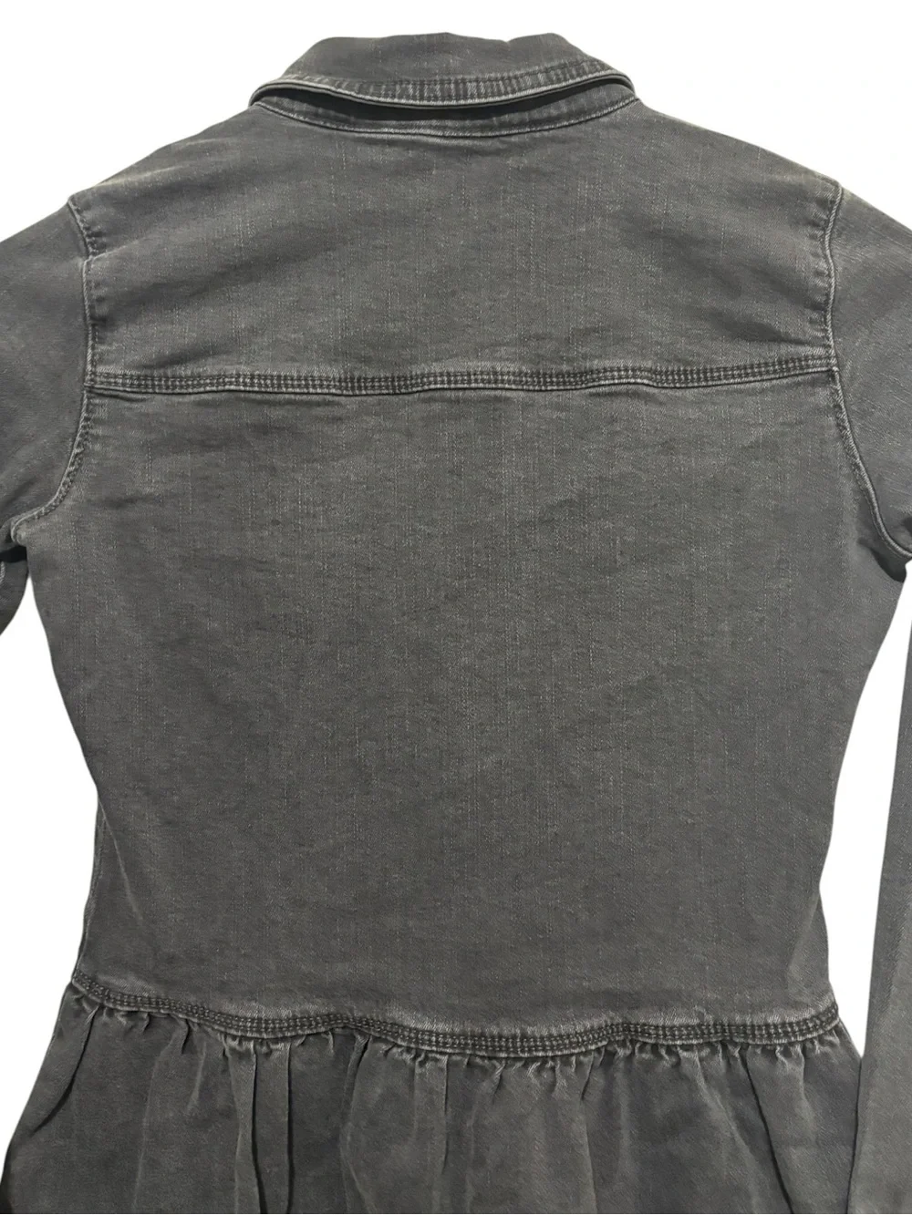 OshKosh B’gosh Girls Black Denim Shirt Dress Size 8/8A Snap Front Long Sleeve